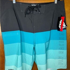 Fly Racing Men's Aqua and Black Board Shorts